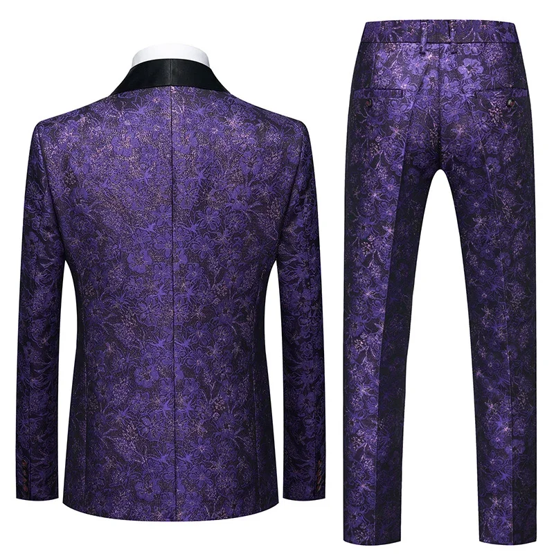 Fashion New Men's Casual Boutique Business Wedding Host Flower Color Suits 3 Pcs Set Dress Blazers Jacket Pants Vest Coat