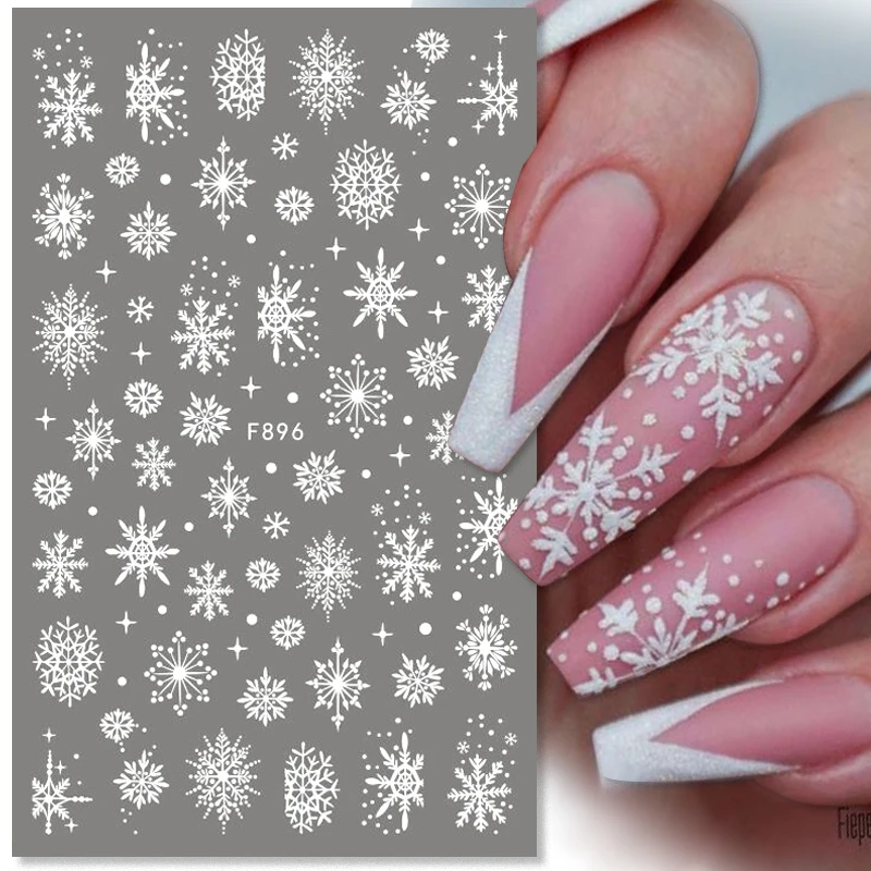 Christmas Nail Art Stickers 3D Snowflake Geometry Letter Animal Elk Mountain Winter Xmas Design Manicure WaterSlider Decoration nail stickers,nail art decoration,nail decals