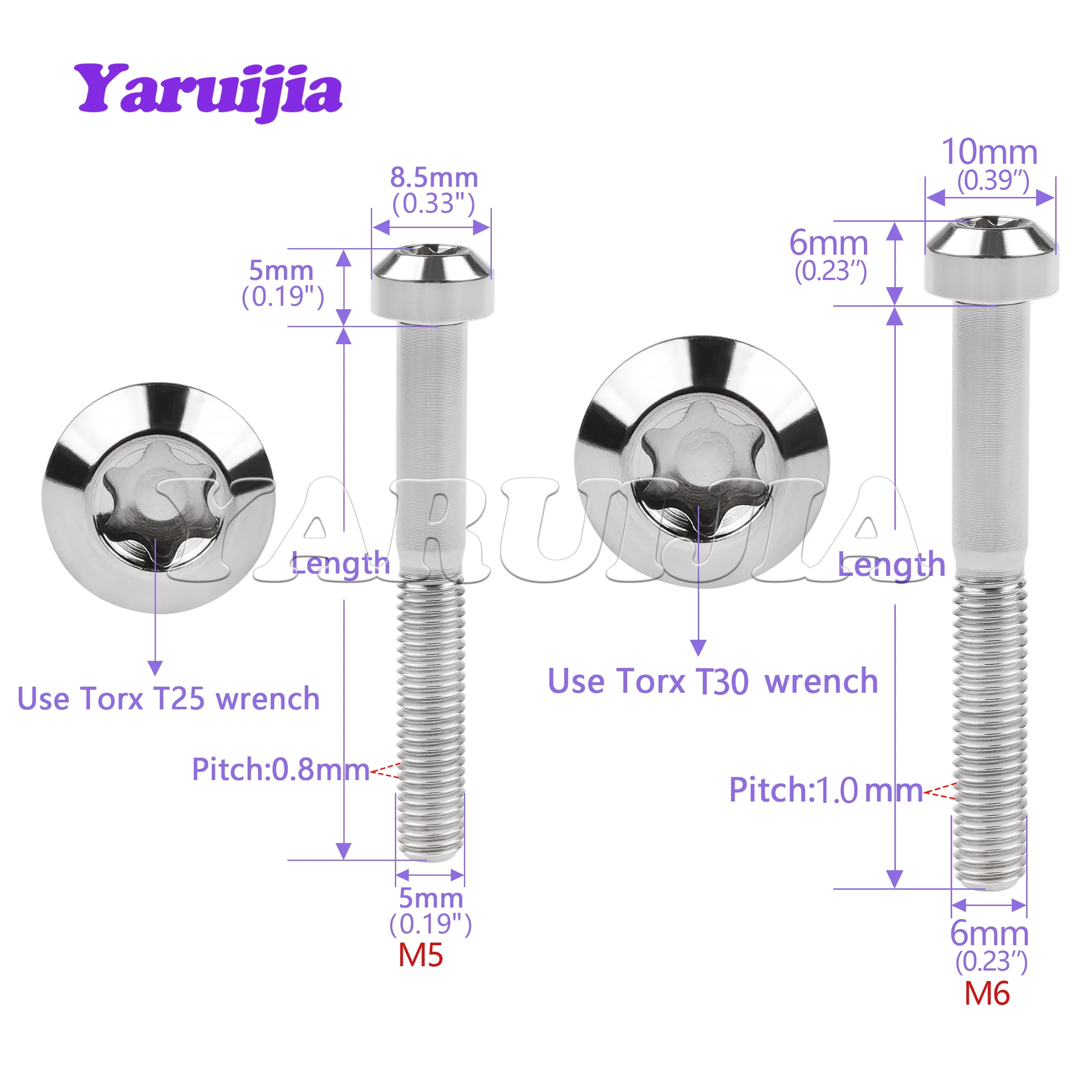 Titanium Bolts M5/M6/M8x10/15/20/25/30/35/40/45/50/60/65/70/80mm Torx Head Bicycle Car Refit Fastener Brake Bolt