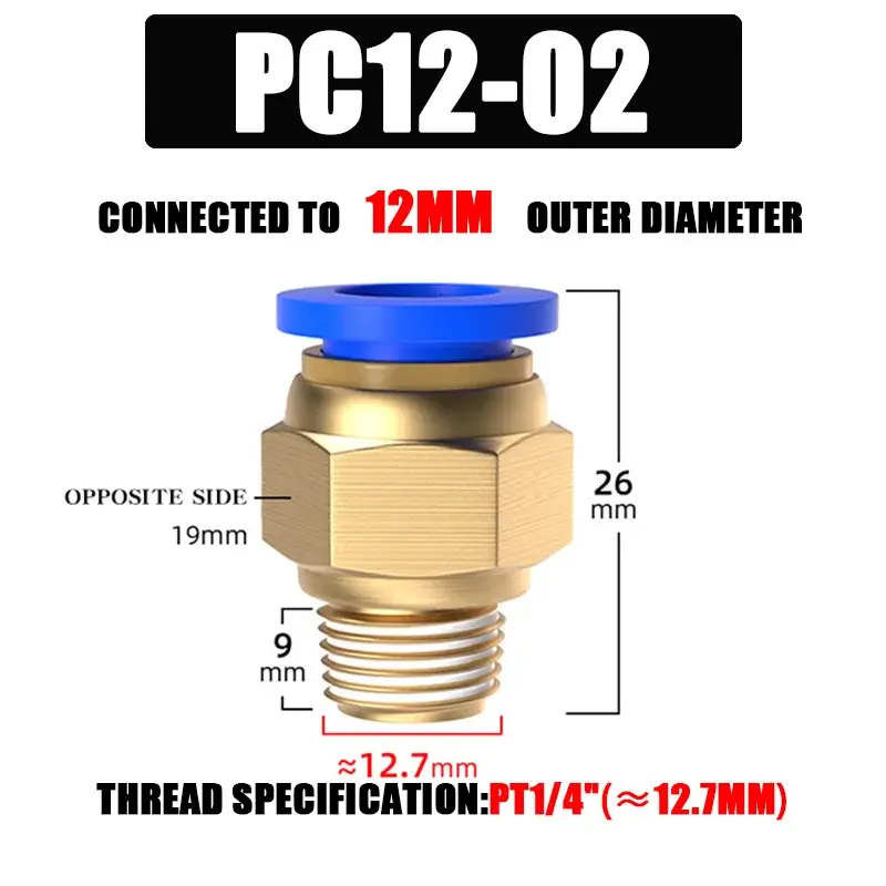 10/50PCS Pneumatic Fitting Air Connector PC 4mm 6mm 8mm 10mm 12mm Thread 1/8" 1/4" 3/8" 1/2" Hose Fittings Pipe Quick Connectors - Image 9