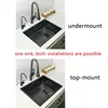 Nano black kitchen sink above counter or udermount sinks vegetable washing basin 304 stainless steel single bowl sink kitchen 6