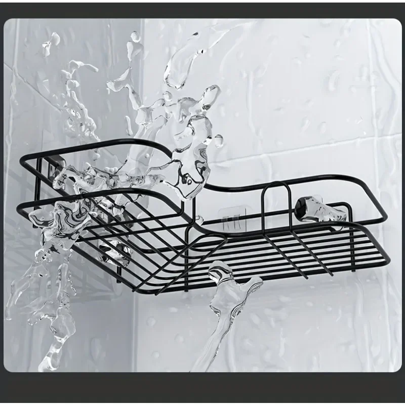 Bathroom Storage Rack Wall-mounted Punch-free Metal Accessories