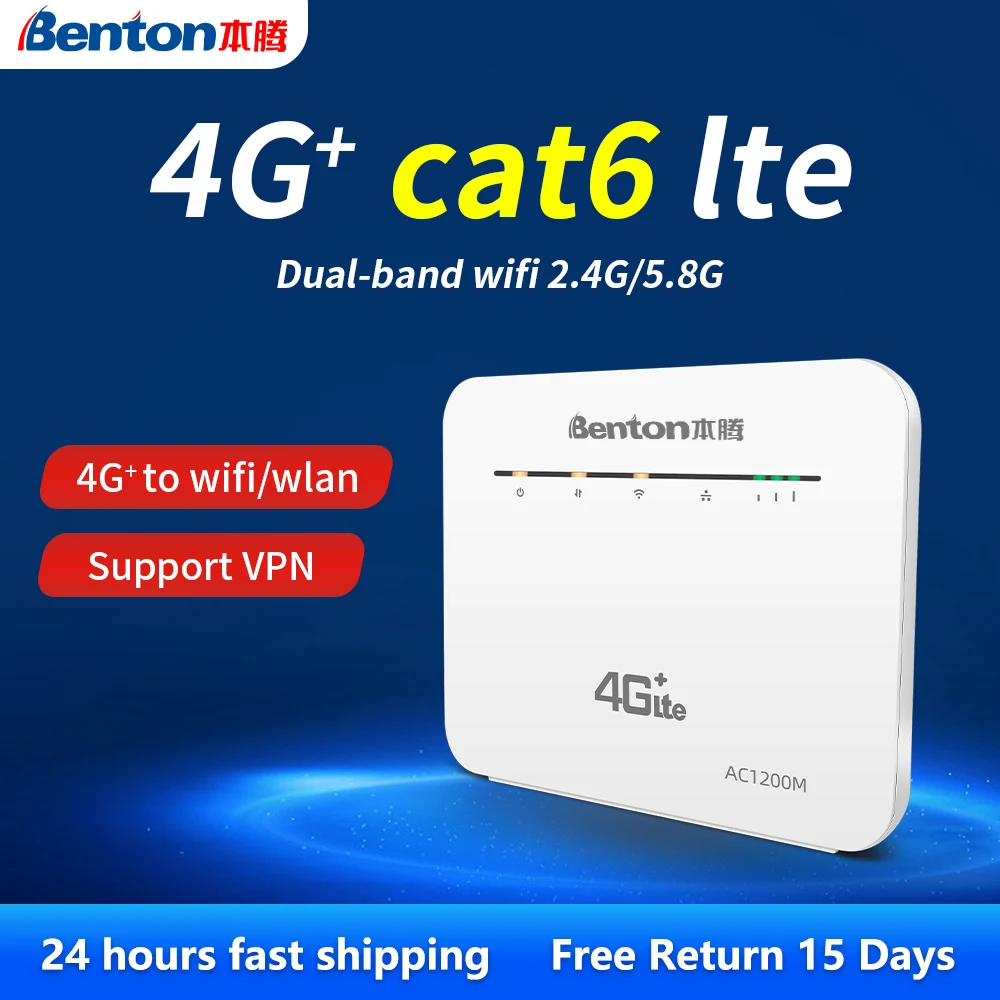 Benton Unlock Modem 4g+ Lte Cat 6 Wireless Router 2.4g&5g Wifi Adsl