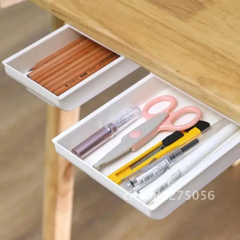 

Drawer Type Storage Box Under The Desk Desktop Organizer Office Desk Student Stationery Box Invisible drawer organizer