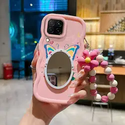 3 - Piece Cartoon Butterfly Phone Accessory Set with Case, Lanyard, and Stand - Galaxy A17 (Pink)
