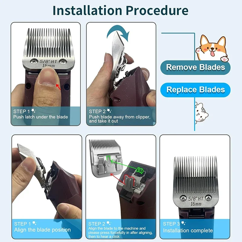 5/8 HT Detachable Pet Ceramic Blade Compatible with Most Andis Oster A5 Wahl KM Series Dog Cat Clipper Size 3/4 16mm barber hair clipper blade pet grooming clipper electric shaver blades