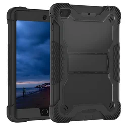 Durable Shockproof Kids Tablet Case with Built - in Kickstand - Heavy Duty Protection and Safe PC Silicon Hybrid Design - iPad mini 4 (2015) (Black)