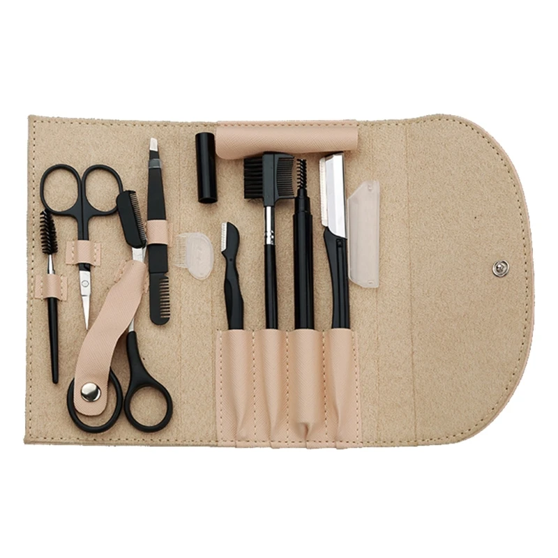 8Pcs Beauty Makeup Set Eyebrow Trimmer Shaver for Razor Brow Shaper Scissors Eyebrow Pen Brush Comb Face Tweezer for Mak