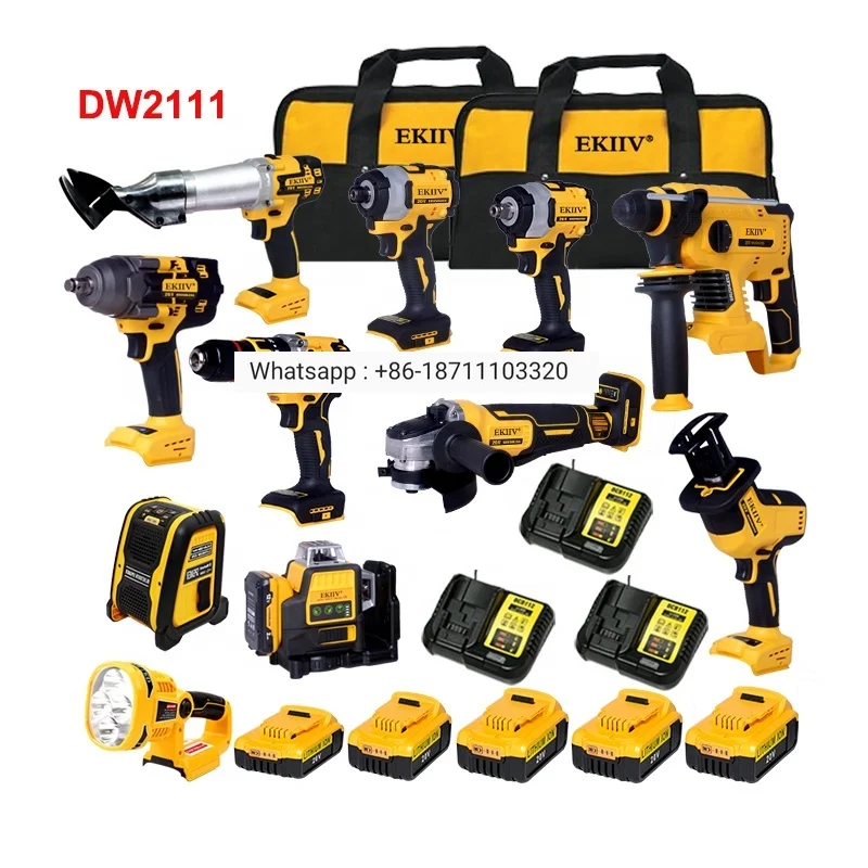 

New product EKIIV De walt 20V Max lithium ion cordless combination kit 12 pcs wholesale price