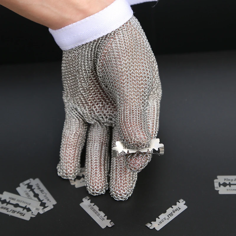 304L Brushed Stainless Steel Mesh Cut Resistant Chain Mail Gloves