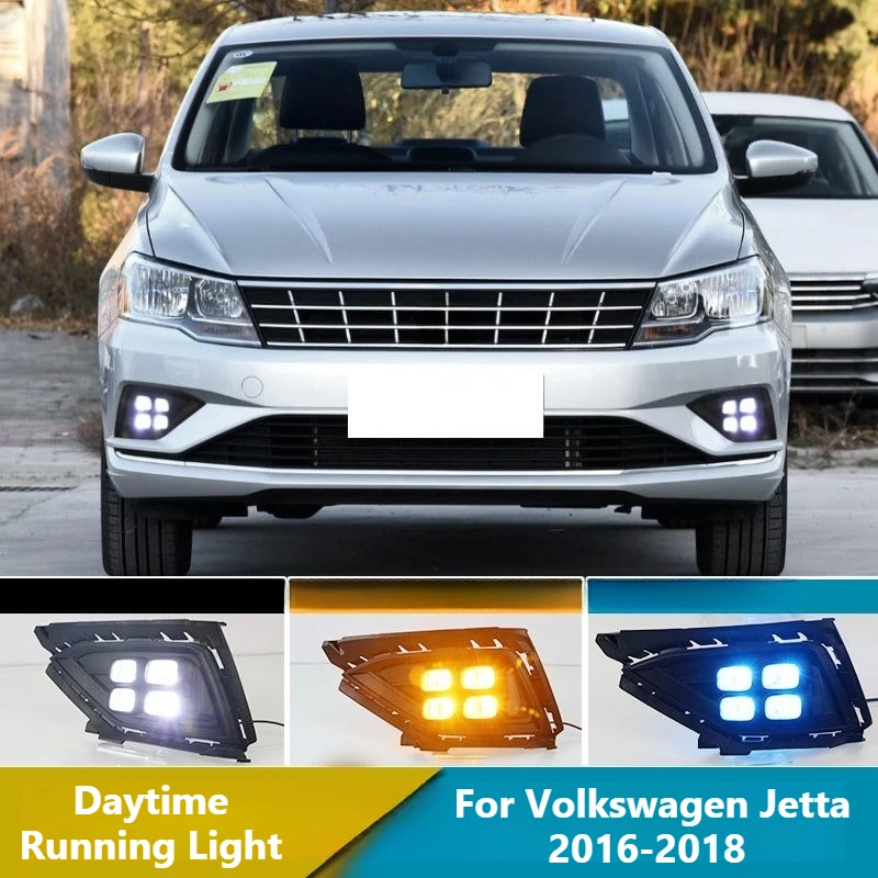 For Volkswagen Jetta 2016-2018 Car LED Daytime Running Light DRL Dynamic Turn Signal Front Fog Lights Modified 12V Daylights detail image 1
