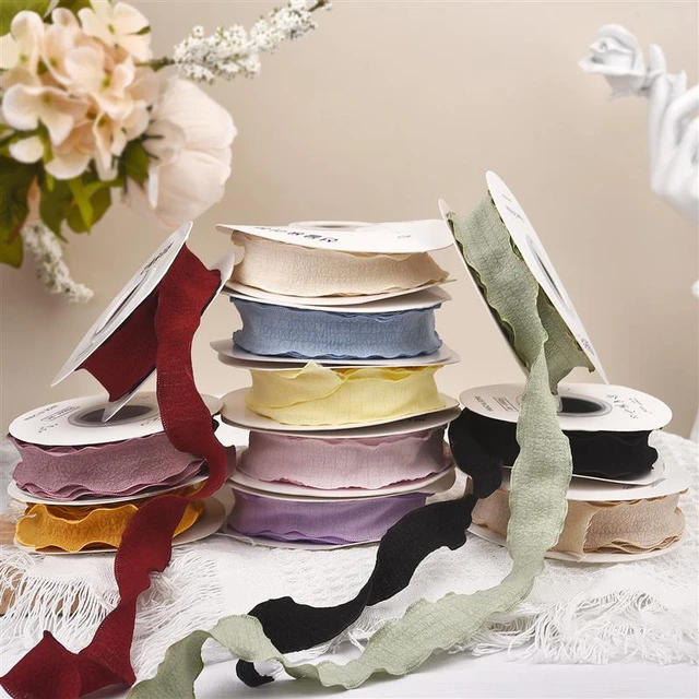 2.5cm Ruffle Fishtail Chiffon Silk Ribbon For Flower Bouquet Gift