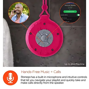 Portable Wireless Bluetooth Speaker, Mini Outdoor Speaker with Suction Cup, Waterproof for Bathroom 3