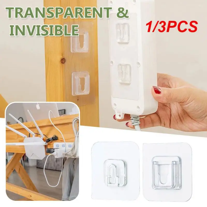 

1/3PCS Cable Organizer Clips Double-Sided Adhesive Wall Hooks Hanger Strong Transparent Suction Cup Wall Holder For Kitchen