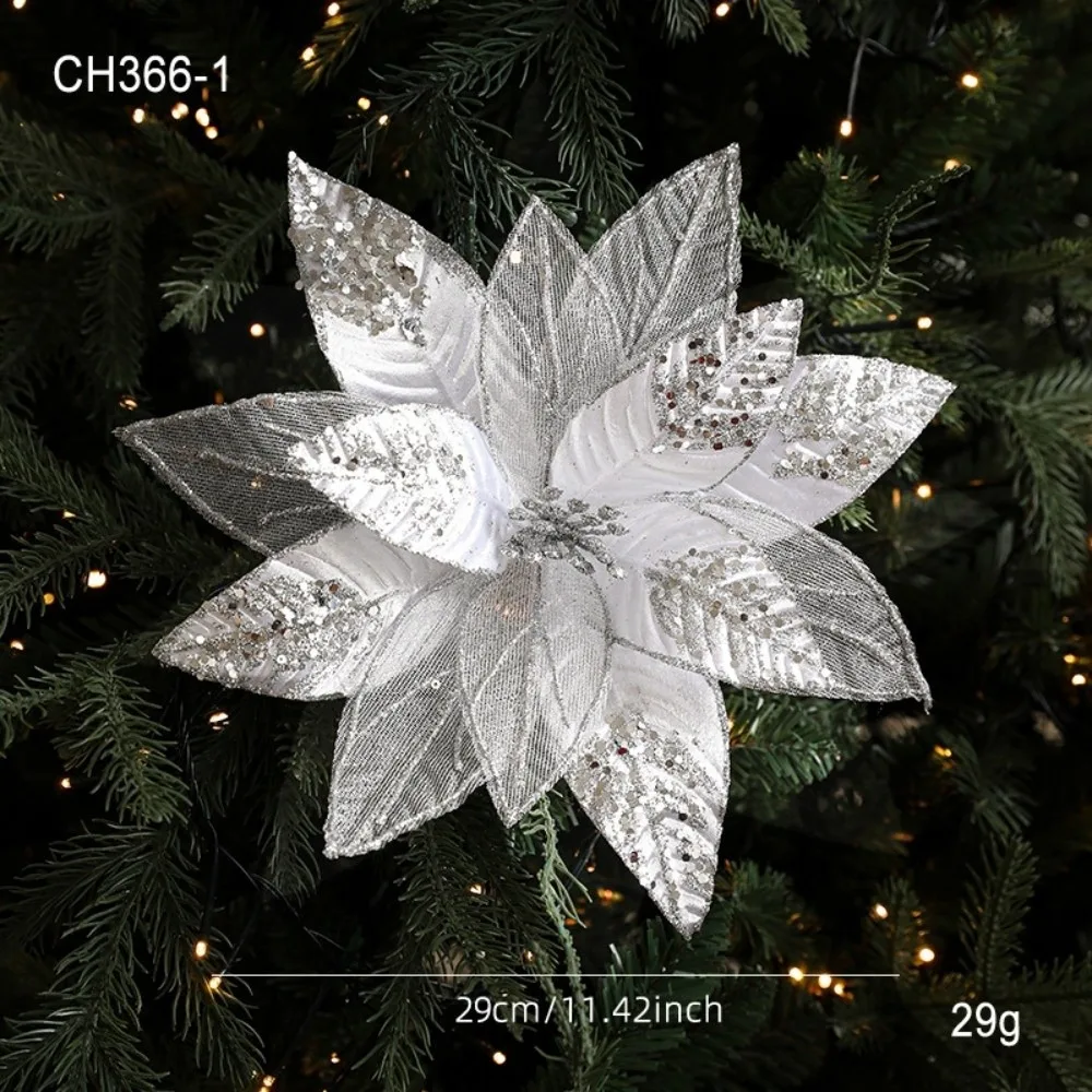 Artificial Poinsettia Flower Christmas Tree Accessory
