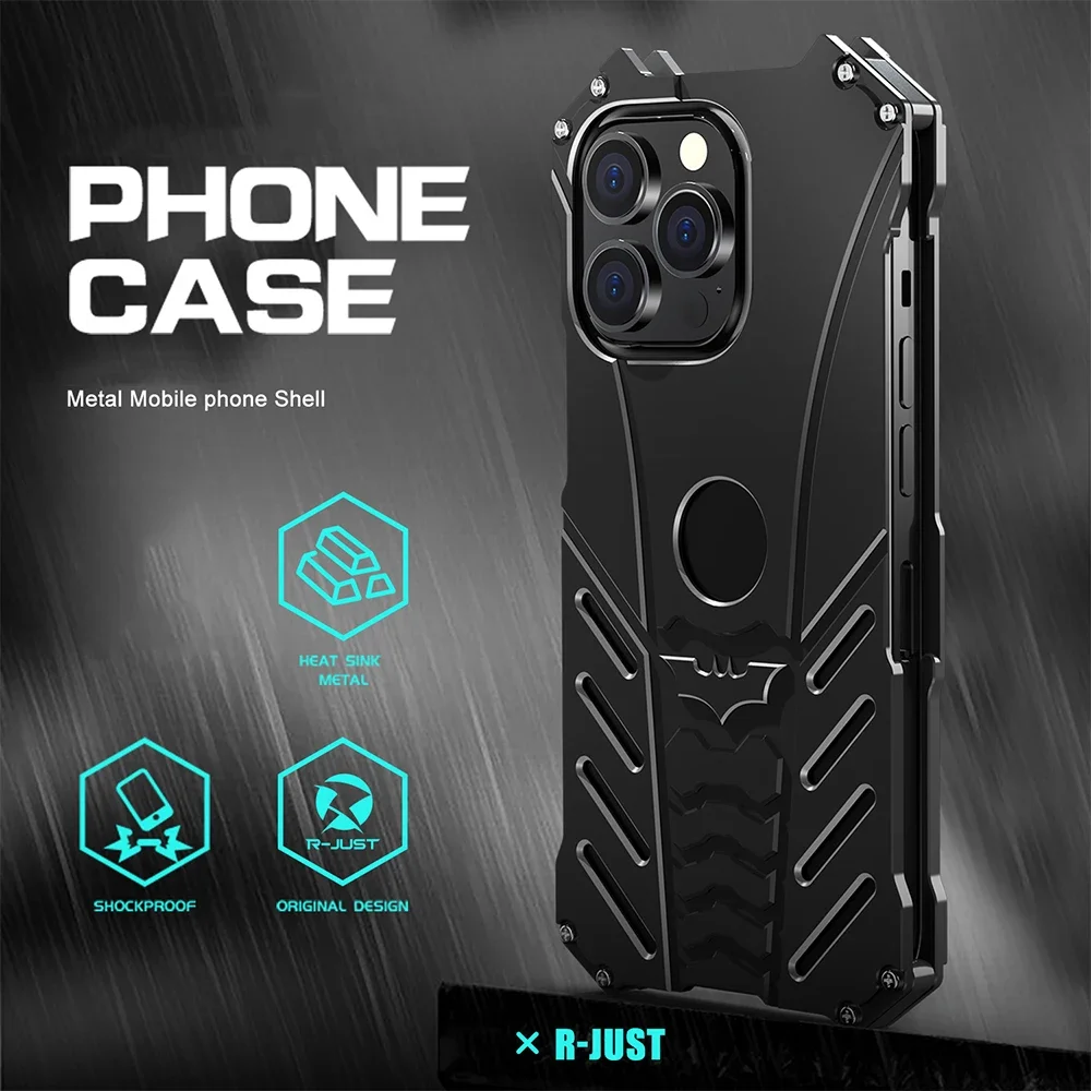 Original R-JUST Metal Case For iphone 14 Pro Max Cover 15