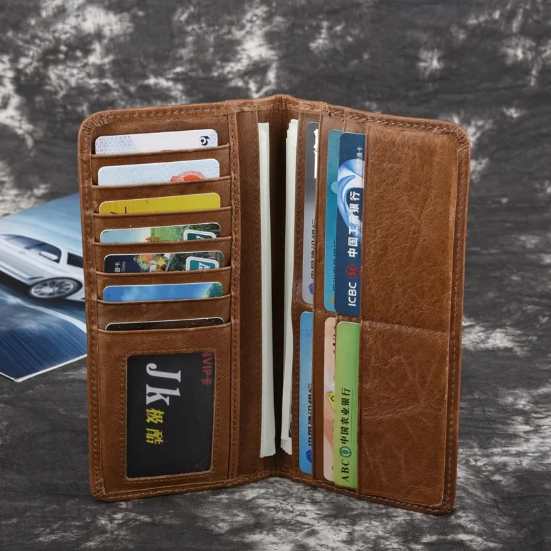 Genuine Leather Men Bifold Wallet with ID Credit Card Cash Pockets