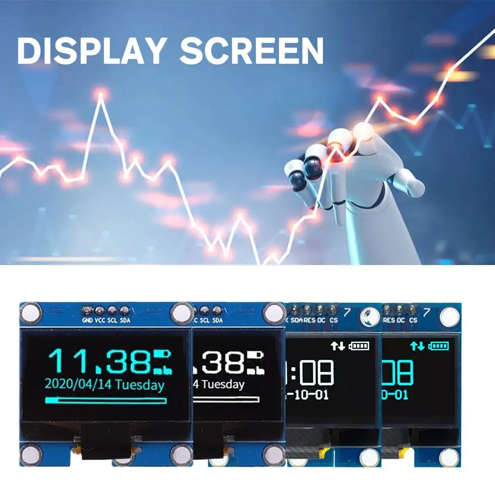 

SSD1306 0.91 0.96 1.3 inch IIC serial 4 pin white/blue/yellow blue OLED display module 128X64 12864 LCD screen board for ar N0U9