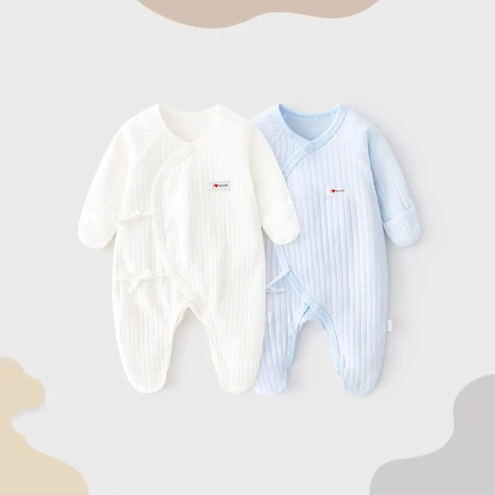 Long Pants Climb Lace Up Baby Romper Casual Outfit Infant Romper Foot-Cover Frogsuit Cotton Anti-scratching Newborn Jumpsuit