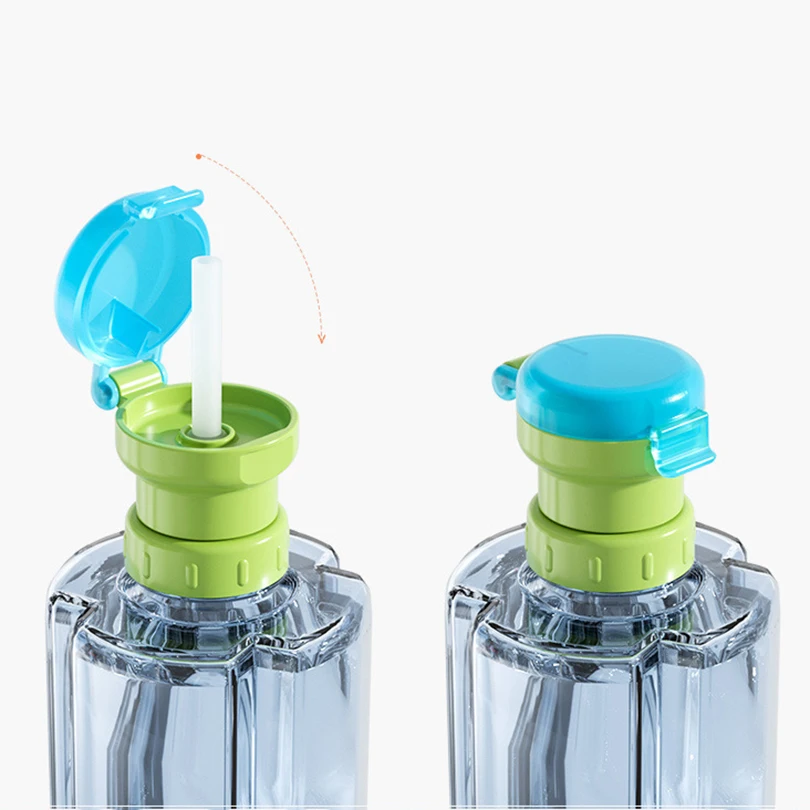 Kid's Water Bottle Cap Spill Proof  Soda Water With Straw Safety Drink Straw Cup Safe Drink Straw Sippy Cup Rotary Cup