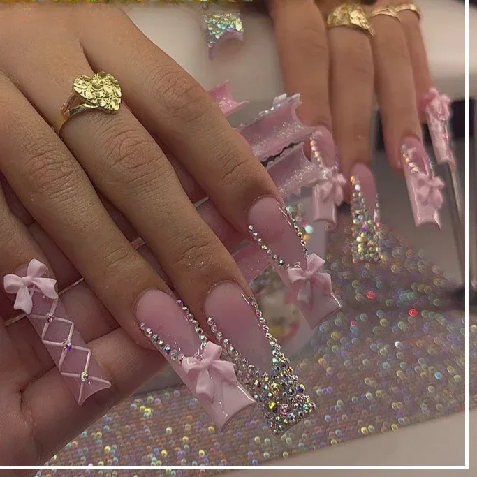 Stylish 24Pcs Long Ballerina False Nails Set