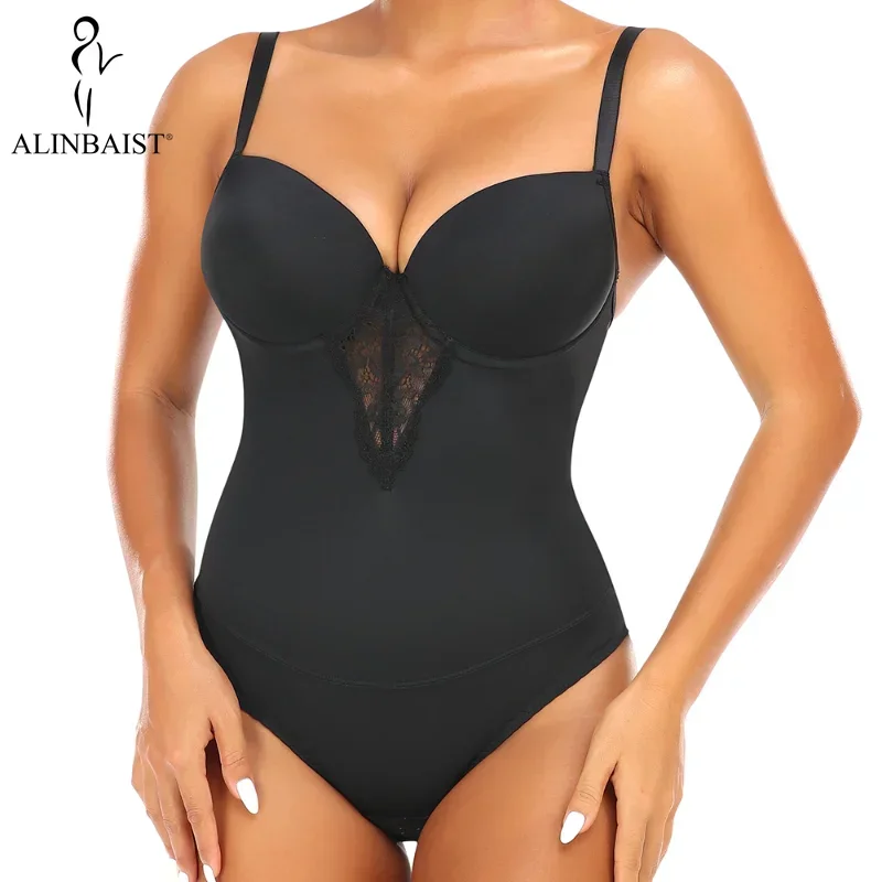 Shapewear Bodysuit Slimming Body Shaper Tummy Control Fajas Shapewear Lace Sculpting Bodysuit for Women V-neck Camisole Lingerie