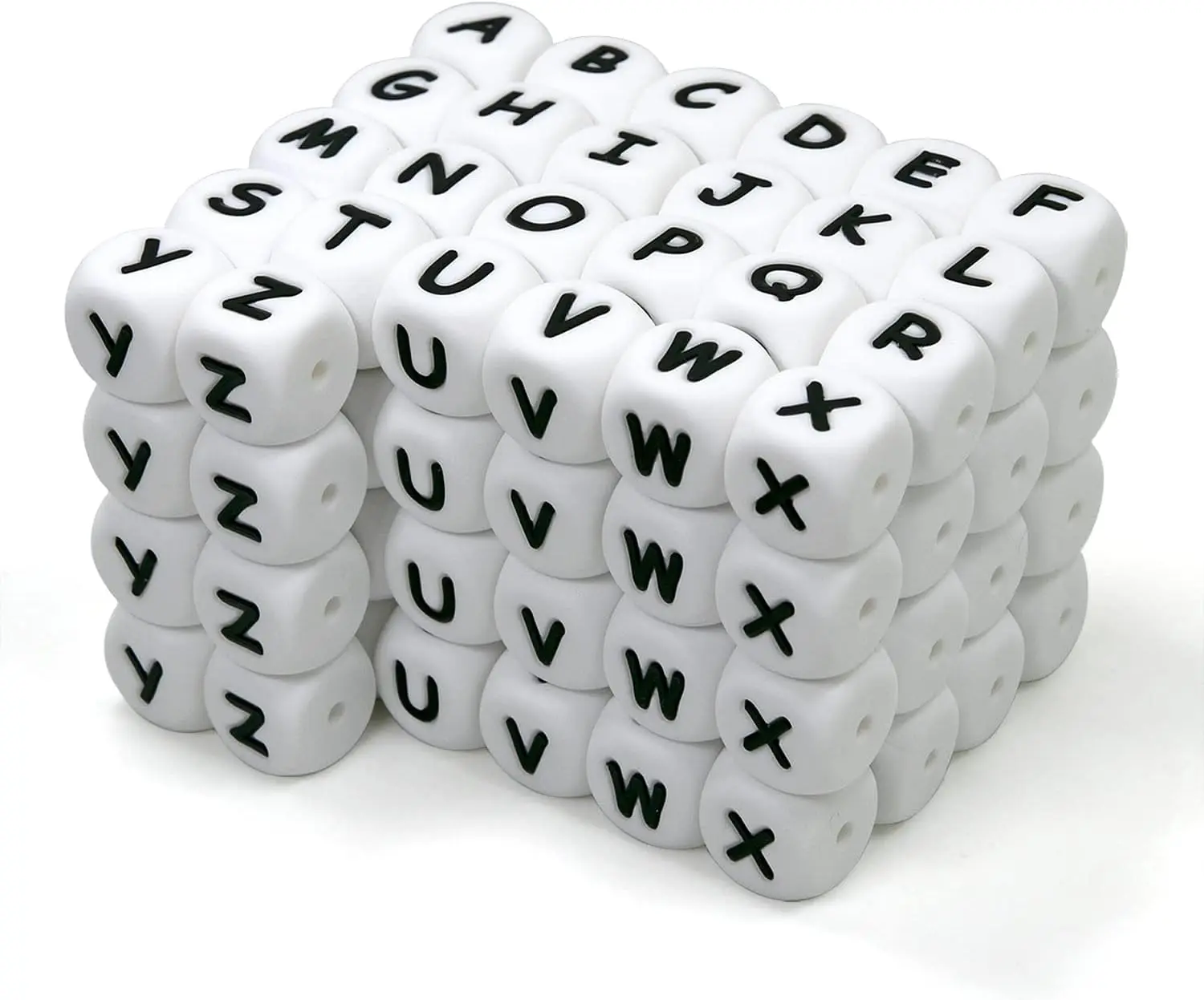 BOBO.BOX Baby Beißring 100 Teile/los Englisch Alphabet Perlen BPA FREI Für DIY Baby Zahnen Schnuller Kette Silikon Perlen Brief – Detail 1
