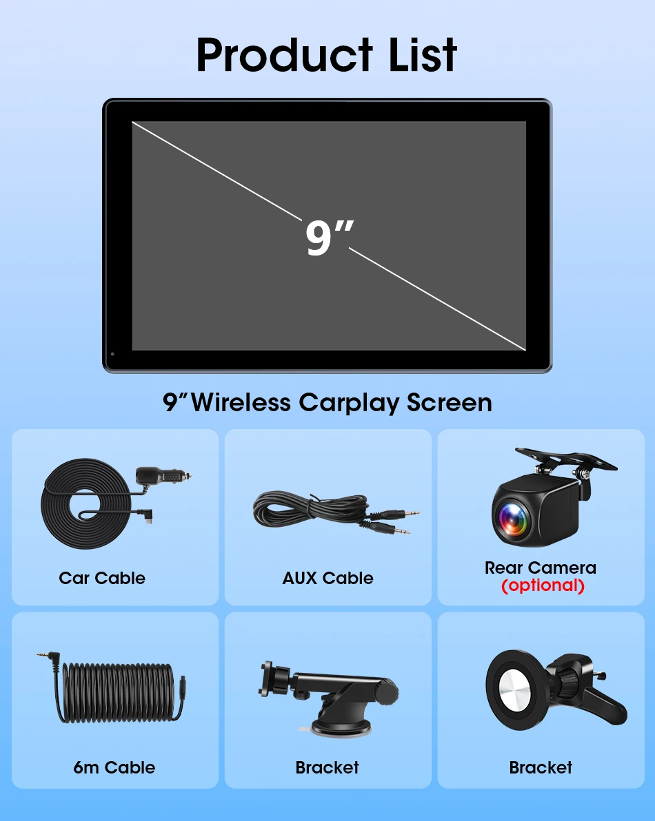 7/8/9 بوصة دعم التوجيه والصورة راديو مرآة السيارة اللاسلكي Carplay أندرويد السيارات الوسائط المتعددة مشغل فيديو شاشة عالمية