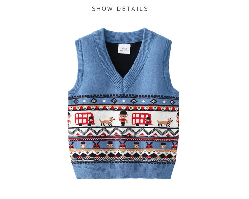 Boys Knit Vest Spanish Children Clothes Kids Knitted Sweater Sleeveless Baby Girl Jumper Autumn 2023 Newborn Pullover Clothes