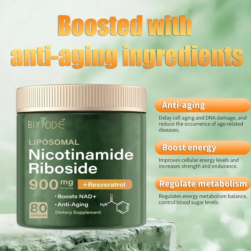 NAD Supplements Nicotinamide Riboside Capsules Natural Energy Anti-Aging Longevity Cellular Health