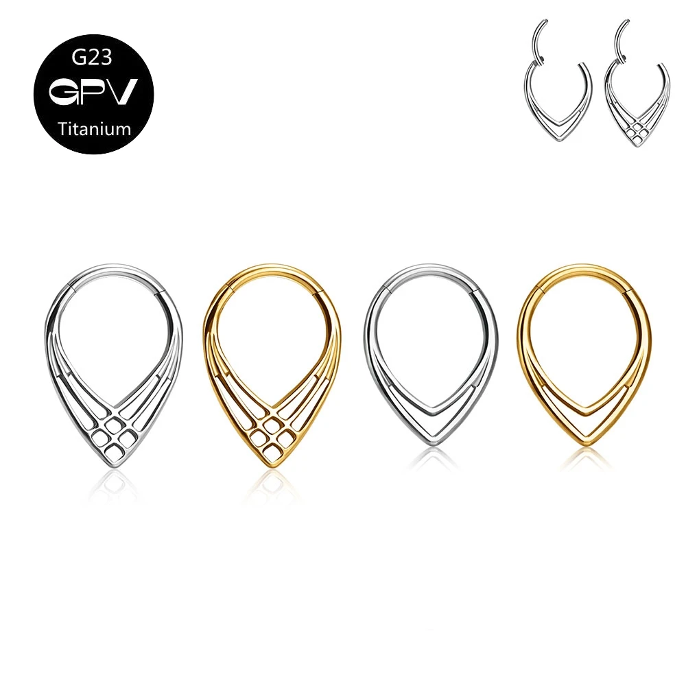 Nose Rings Piercing Jewelry Body Piercing Earrings Ear Piercing Jewelry Body Piercing Jewelry Body Jewelry G23 F136 Titanium Droplet Shaped Nasal Septum Ring Vacuum Gold-Plated Nose Ring Men's And Women's Perforated Jewelry Earrings
