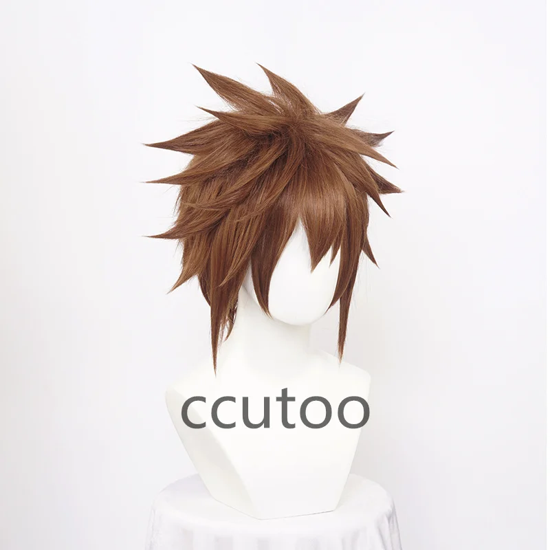 Kingdom Hearts Sora Cosplay Wig Brown Short Synthetic Hair Halloween Costume Wigs + Wig Cap synthetic wig halloween wig