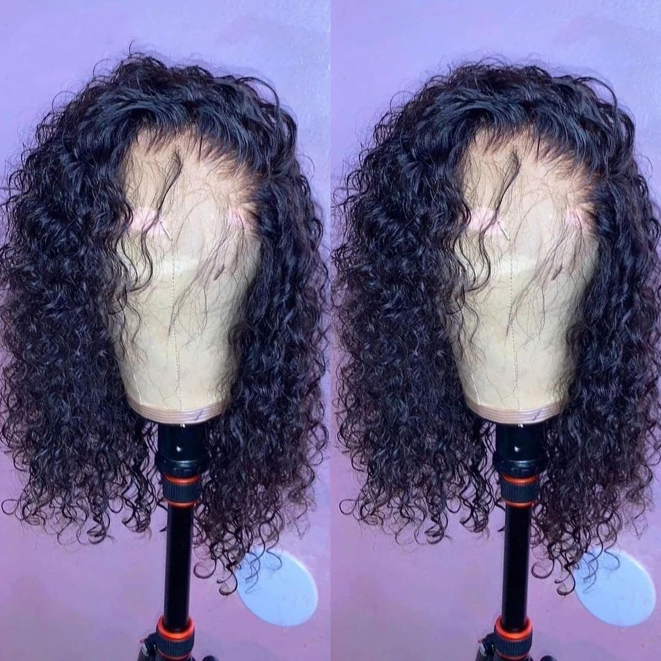 

Deep Wave Short Bob Wig Human Hair 13x4 Lace Frontal Wigs HD Lace Front Wigs Water Wave Curly 4x4 Lace Closure Wigs