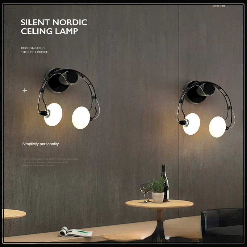 

Modern Bedside Wall Lamp, Bedroom Glass Cover, LED Creative Corridor, Balcony Lamp, Headphone Wall Lamp, Indoor Lighting Fixture