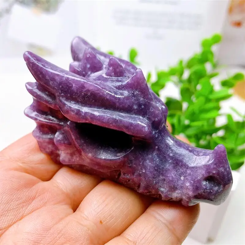 

3 дюйма натуральный фиолетовый слюда Дракон Череп Резьба модное украшение для дома лечебный Кристалл мощная энергия Wicca Декор подарок 1 шт.
