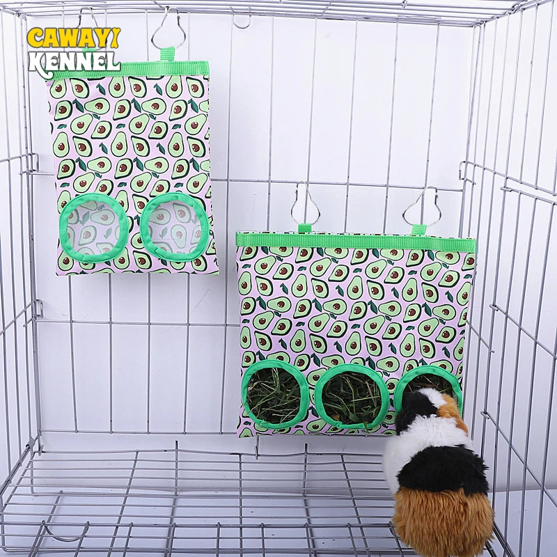 Hay Bag Hanging Pouch Feeder Holder Feeding Dispenser Container for Rabbit Guinea Pig Small Animals Pet Bunny Cage Accessories