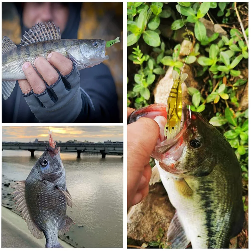 Esche Artificiali Per Pesca - 7 Gamberi Luminosi In Silicone Per Acqua Dolce E Salata - Foto 2