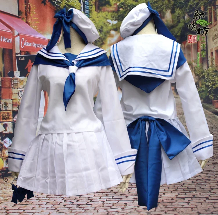 

Anime Wadanohara and the Great Blue Sea COSPLAY Halloween cos Long Sleeve White Sailor Suit Set Witch Daily Costumes