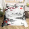Cherry Blossoms Bedding Set Japanese Style Theme Pink Comforter Cover Set Printed Duvet Cover with Zipper Couple, Twin Size 3