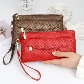 ⁦Women'S Clutch Bag Casual Mobile Phone Coin Purse Fashionable Pouch Trendy Female PULeather Wallet Purses Handbag Card Holder⁩ – תמונה ⁦3⁩