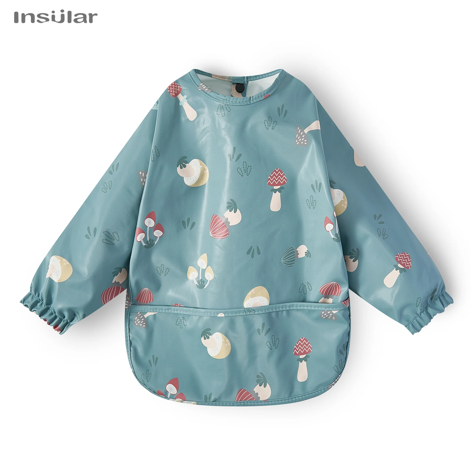 Waterproof Long-Sleeve Baby Feeding Apron with Pocket