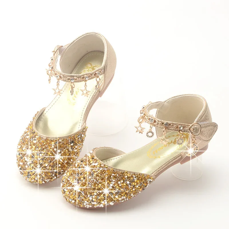 Girls Leather Shoes for Children Wedding Dress Princess School Shoes Kids Summer Student Sandals Fashion glitter shoes