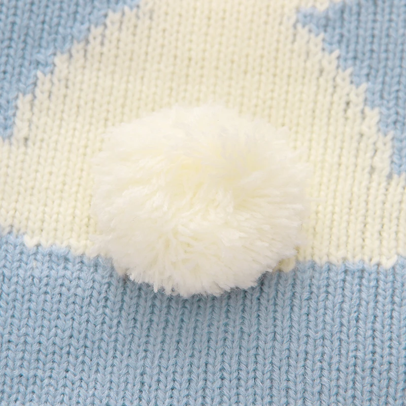 Baby Rompers Cute Rabbit Pom Pom Newborn Toddler Jumpsuit Outfit Long Sleeve Autumn Infant Girl Boy Winter Clothing Knitted Warm infant romper