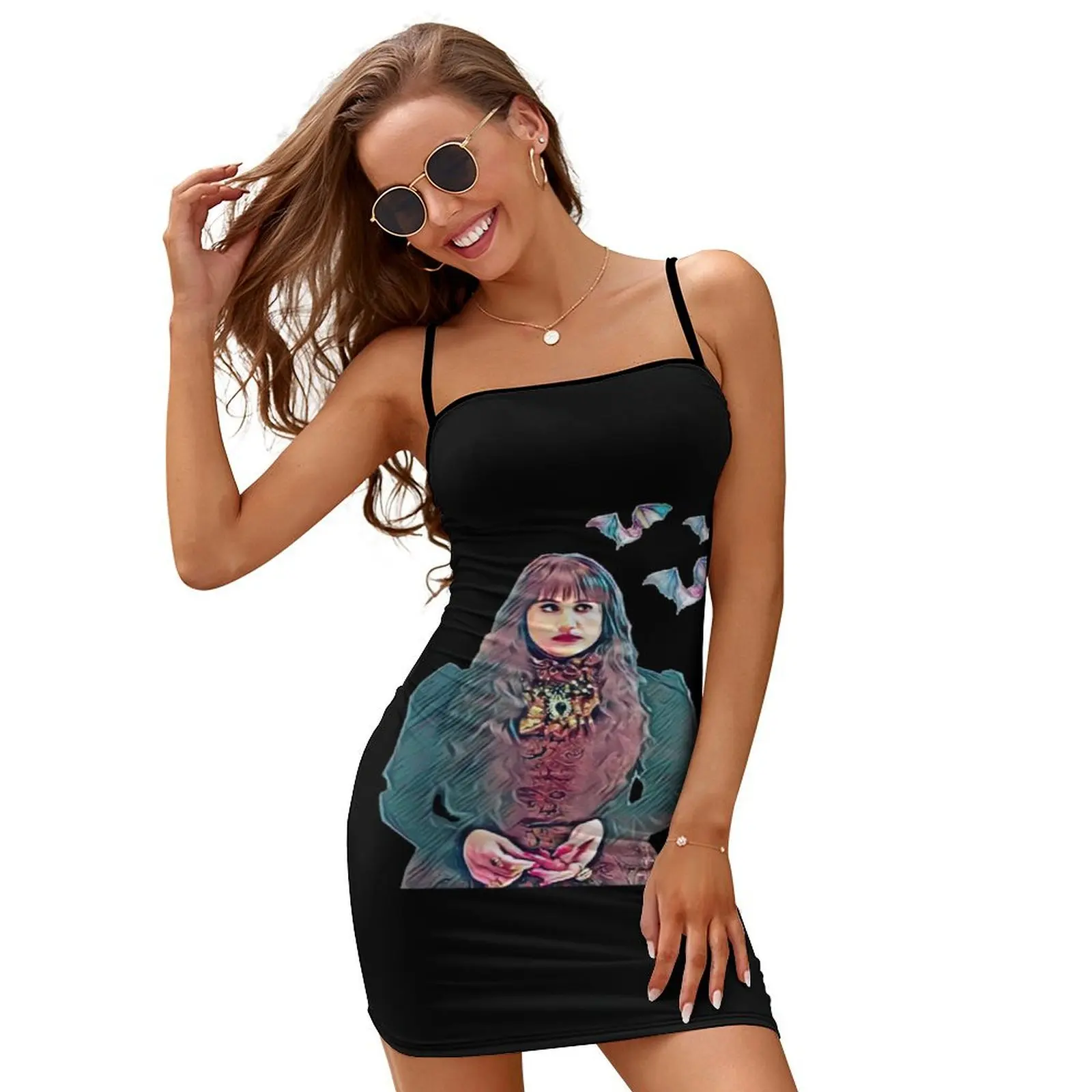 

Платье-футболка с принтом вампира, летнее платье-комбинация, женское милое платье, пляжное платье подружки невесты, 2024