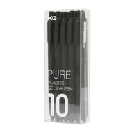 Kaco Pure Refillable Retractable Gel Pen Black Ink 0.5mm Medium Pen Tip 10 Pack Casual Quick-Drying Aesthetic Note Pen Office Su 1