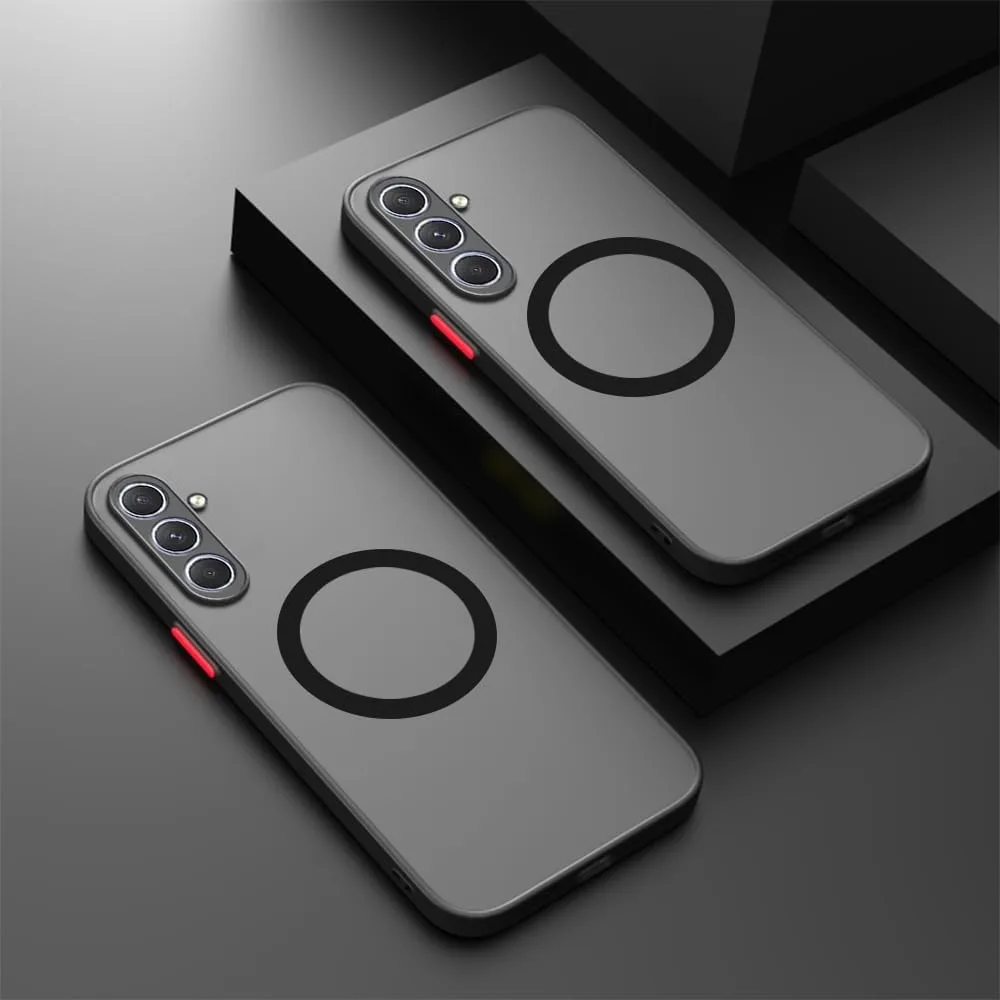 Enhanced Armor Matte Magnetic Phone Case with Frosted Wireless Charge Cover