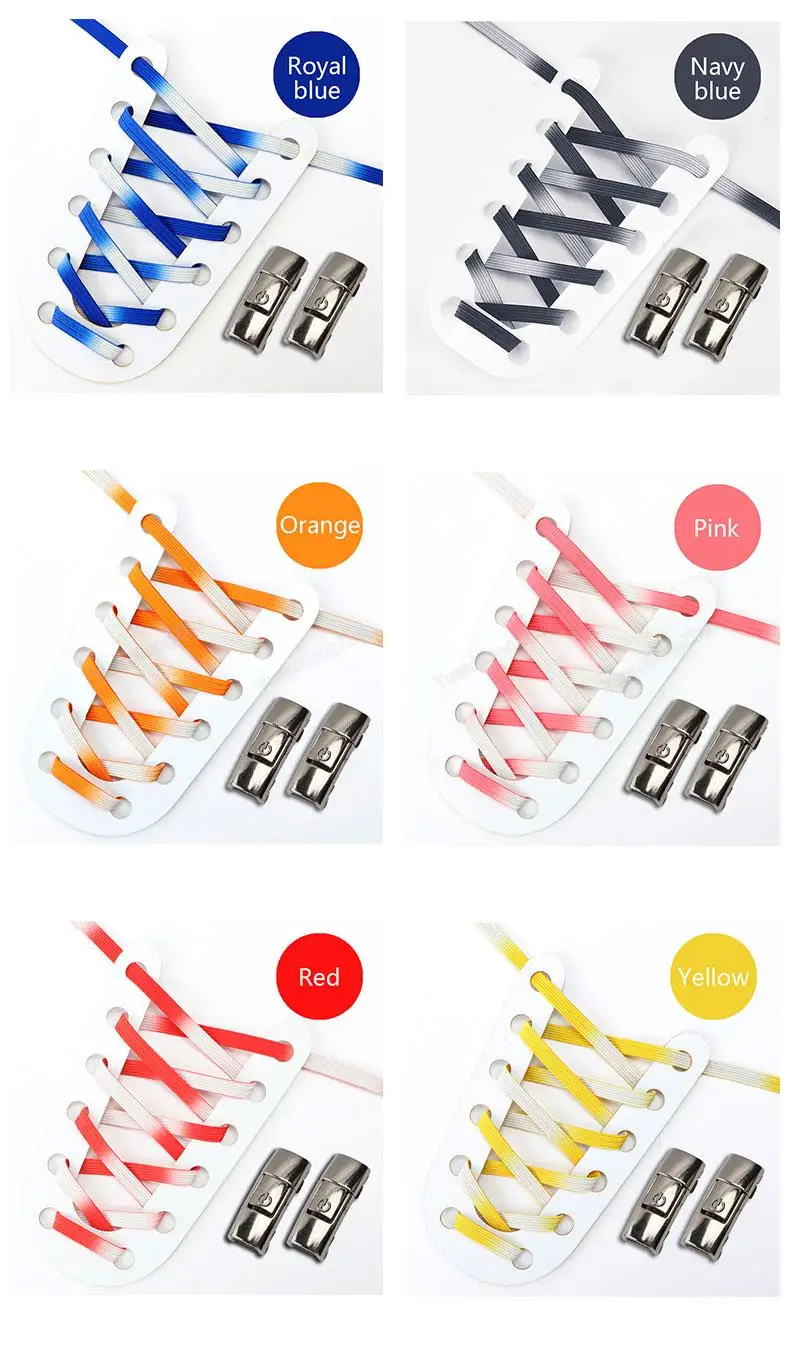 Gradienten Flache Elastische Schnürsenkel Turnschuhe Drücken Lock schnürsenkel ohne krawatten Kinder Erwachsene 8MM Breite Keine Krawatte Schnürsenkel Schuhe zubehör – Detail 18