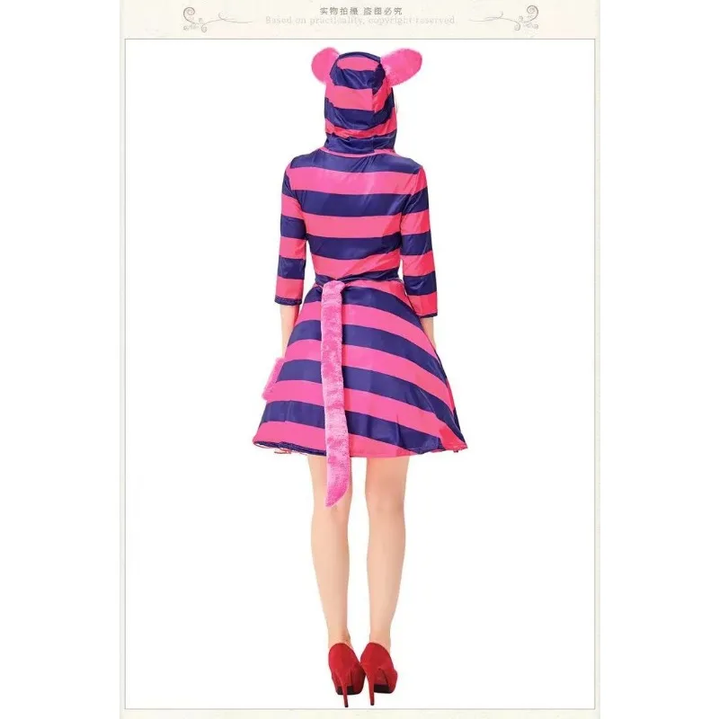 wonderland pink and purple striped dress cheshire cat