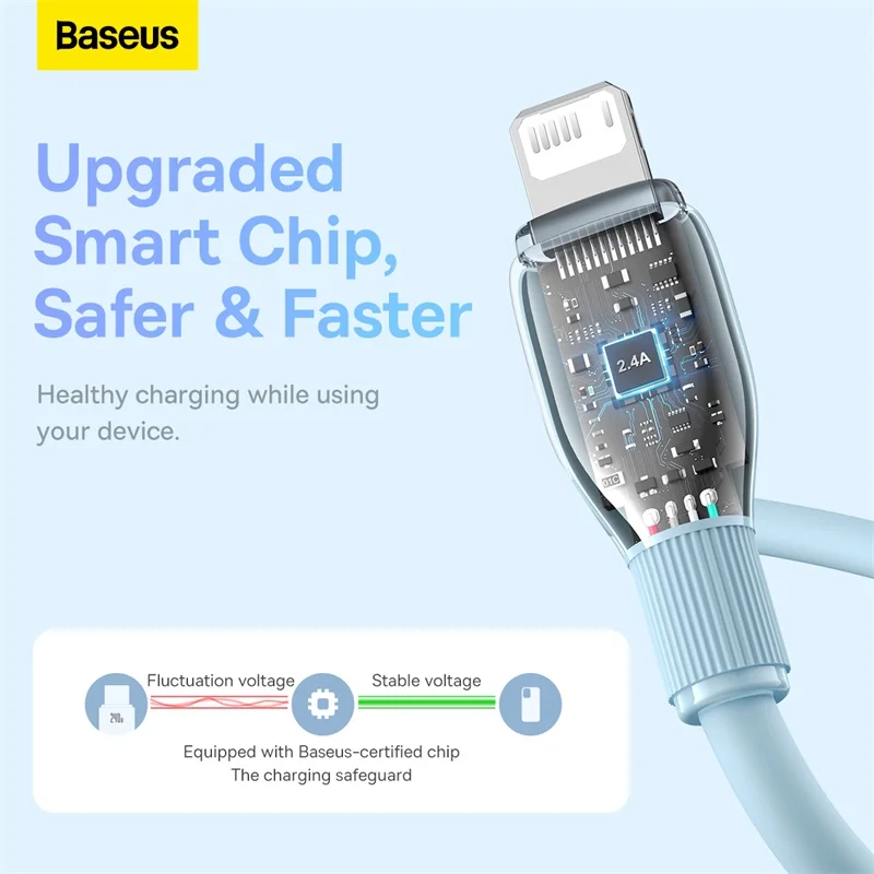 Baseus 2.4A USB Cable  For iPhone Charging Cable USB Cord Fast Data Charging Wire Cord For iPhone 14 13 12 11 Pro Max