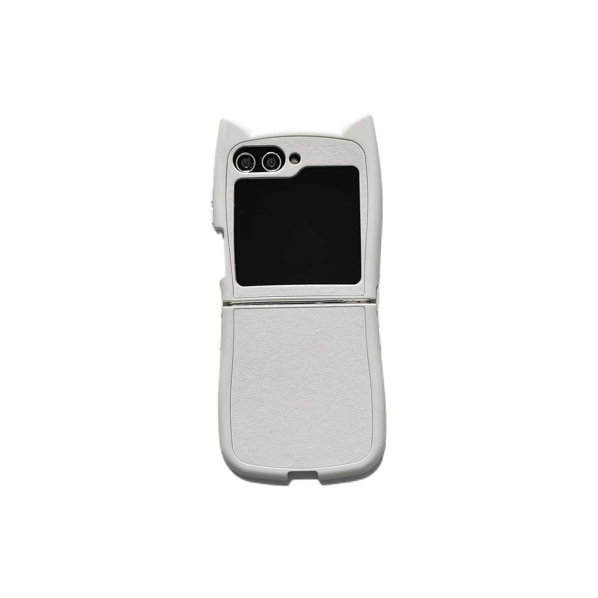 Lovely Cat Ear Cover Luxury Leather Case - Cute Pure Color Phone Case Bumper